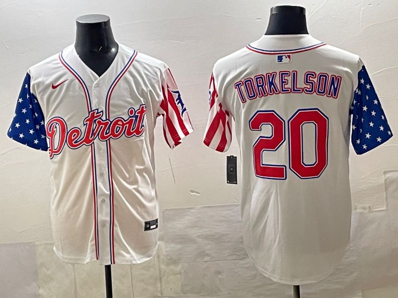 Men Detroit Tigers #20 Torkelson White National Flags 2025 Nike MLB Jersey style 01->detroit tigers->MLB Jersey